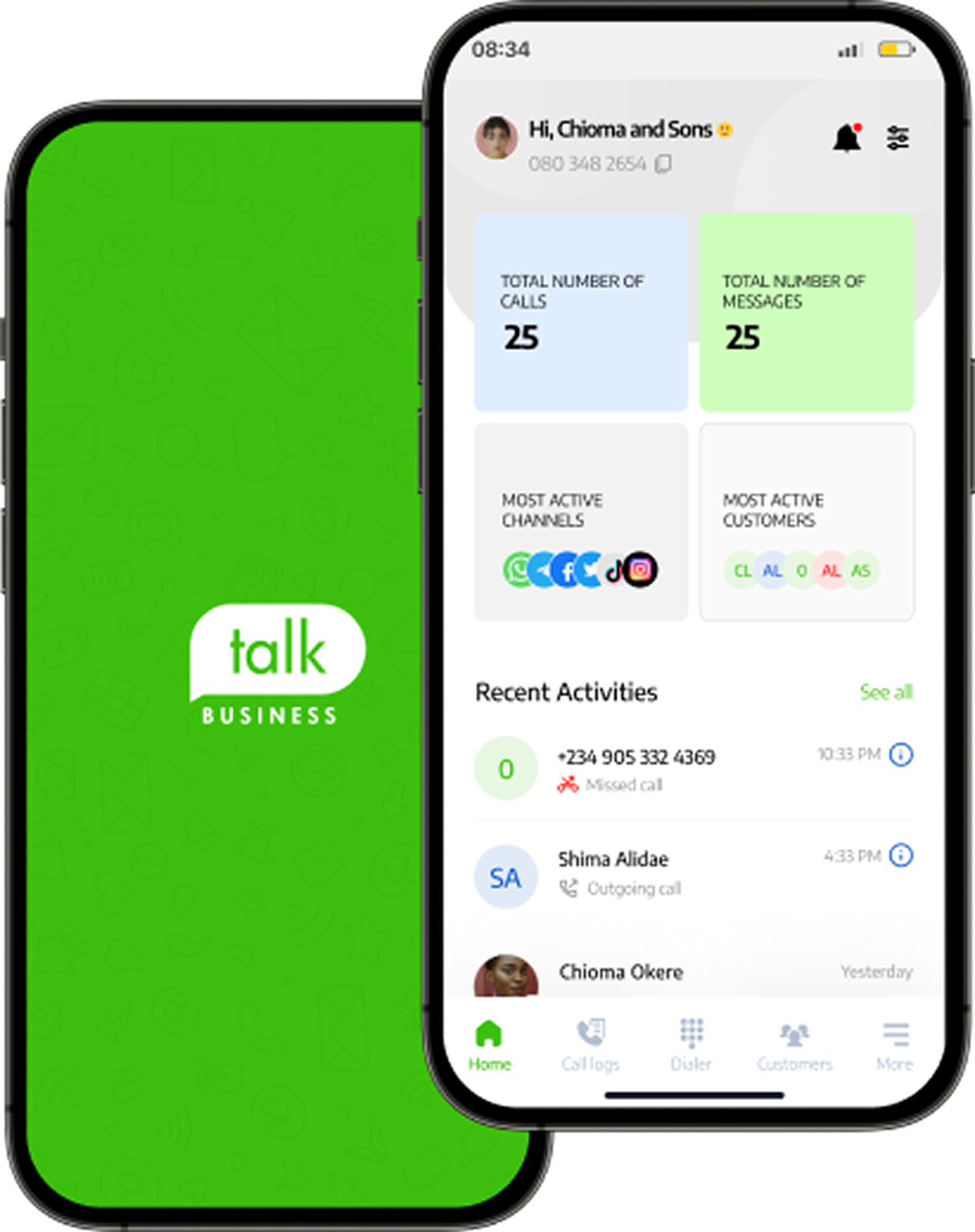 The NativeTalk Business app shown on two phones